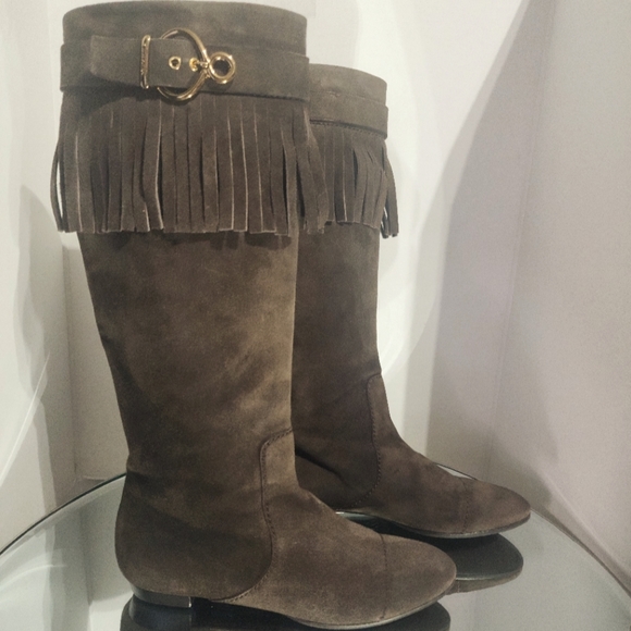 Louis Vuitton Brown Leather  Suede Knee Boots100% AuthenticSize 35.5 - Picture 1 of 11